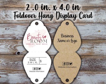 Custom Fold Over Jewelry Tags: 2 inch by 4 inch, Bracelet, Necklace Display Cards 2 inch by 4 inch