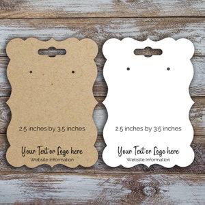 Custom 2.25 inches by 3.5 inch Round Corner Earring Cards, Jewelry Display Cards, Custom Labels