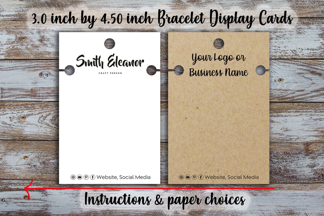 Custom Bracelet Display Card 3 Inches by 4.5 Inches Jewelry Etsy