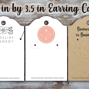 Custom Earring Cards 2.25 inches by 3.5 inches, Jewelry Display, Earring Display, Custom Cards