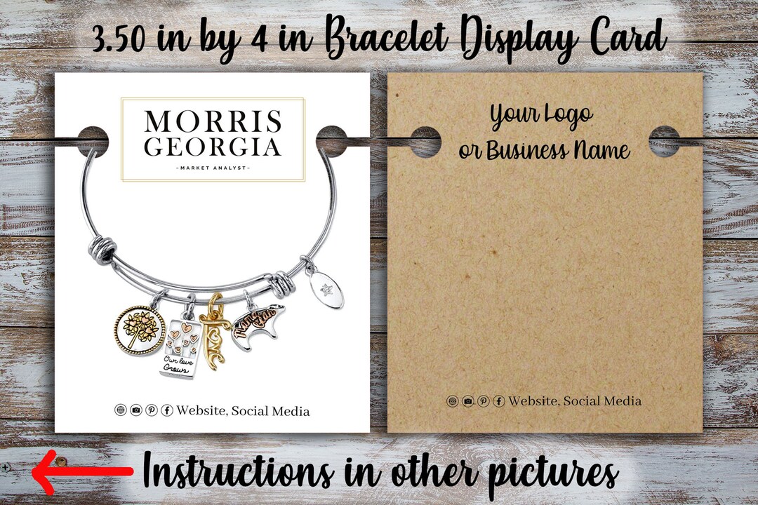 Custom Bracelet Display Card, 3.5 Inches by 4 Inches, Jewelry Card