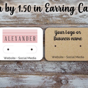 Custom Mini Post/hook/lever back Earring Cards Custom  2 inches by 1.5 inch,  jewelry Displays, labels