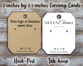 Custom Earring Cards 2 Inches by 2.5 Inches, Display Card, Jewelry