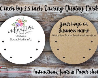 Custom Circle Earring Cards: Jewelry Display, Personalized Tags (2.5x2.5 in