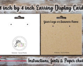 Custom Earring Display Card: 4x4 inch Jewelry Label