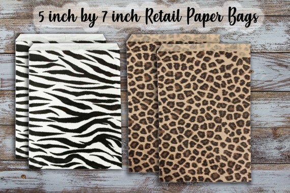 Zebra leopard Print Flat Retail Bags 5 Inches by 7 Inches Paper