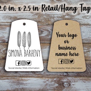Custom Retail Tags 2.0 inches by 2.50 inches, Retail Tags, Clothing Tag, Hang Tags, Personalize Tags, Wedding tags