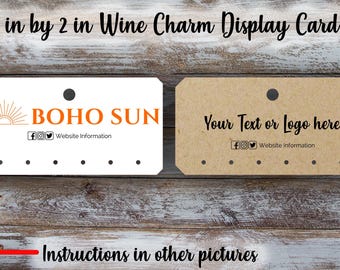 Custom Wine Charm Cards: Personalized Jewelry Display, Logo Option (4x2 inches)