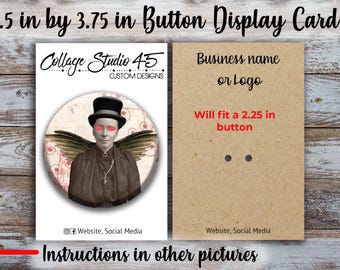 Custom Logo Button Display Cards: 2.5x3.75 in, 2.25 Button Size