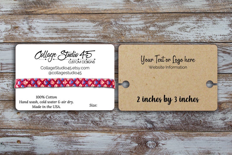 Custom Bracelet Cards 3 Inches by 2 Inches Bracelet Display Etsy