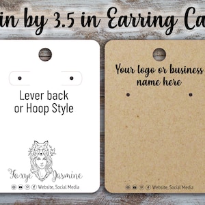 Custom Earring Cards 2.5 inches by 3.5 inches, Earring Display, Jewelry Display Card, Custom Card, Lever back, Hook, Post