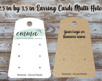 Custom Multi hole Earring Cards  2.50 inches by 3.5 inches, Display Card, Jewelry Display, Personalized Earring Card