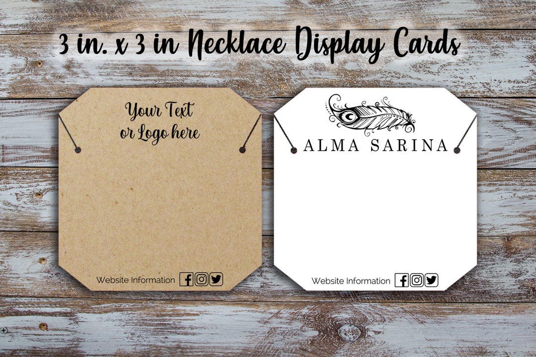 Custom 3 Inches by 3 Inch Necklace Display Cards, Jewelry Display Cards ...