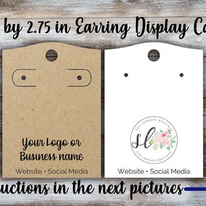 Custom Earring Cards  2 inches by 2.75 inches, Display Card, Jewelry Display, Personalized Earring Card