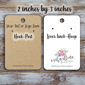 Custom 2"x 3" Earring Cards 20+, personalized, logo, jewelry Display Cards