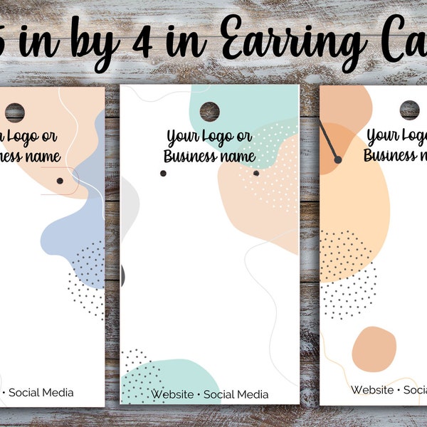 Custom Earring Display Cards 2.25 inches by 4 inches, Design Included, Earring Cards, Jewelry Cards, Custom Label