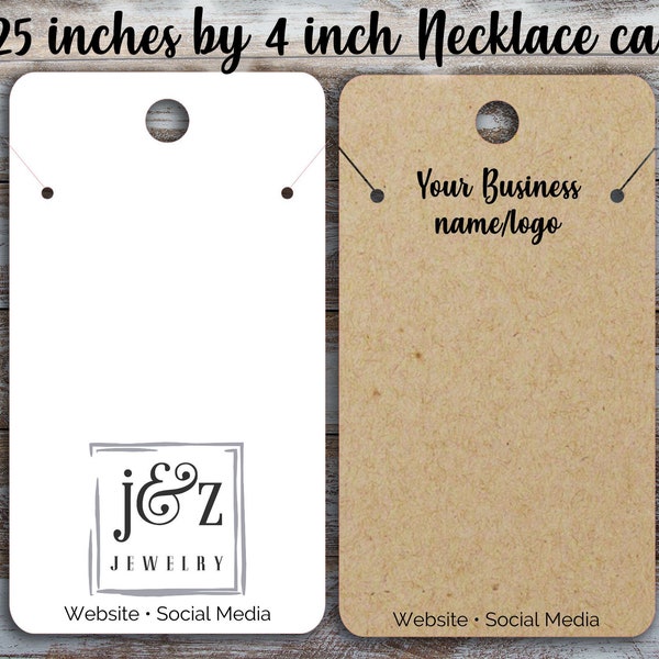 Custom Necklace Cards 2.25 inches by 4 inches, Jewelry Display, Jewelry Cards