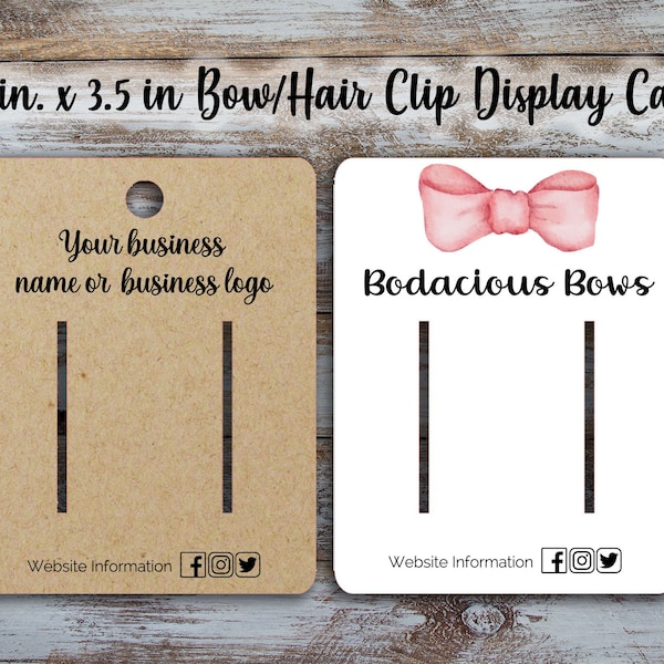 Custom Hair Clip Display Cards: Bow, Barrette, Bobby Pin (2.75 x 3.5 inches)