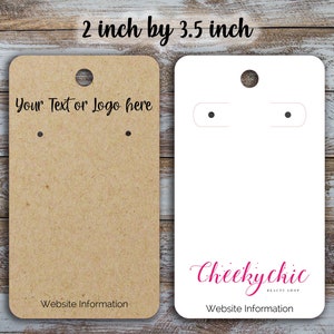 Custom Earring Display Cards 2 inch by 3.5 inch, Rectangle Shape, personalized, logo, jewelry Display Cards