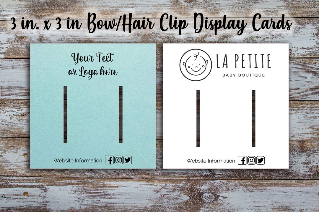 Customized Hair Accessory Display Card 3 Inches by 3 Inches for Bow