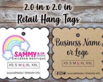 Custom Retail Hang Tag, Clothing Tag, Merchandise label: 2x2