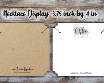 Custom Necklace Display Card: Watercolor Accent, Logo Option (3.75x4 inches)