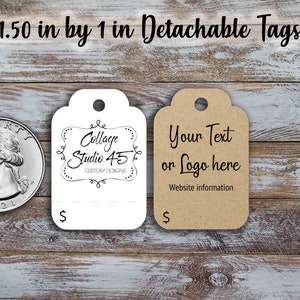 100+  Custom  tags - 1.5&quot;x 1&quot; with detachable price Customized Small Price Tags Jewelry Hang Tags Labels