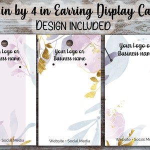 Custom Earring Display Cards 2.25 inches by 4 inches, Design Included, Earring Cards, Jewelry Cards, Custom Label