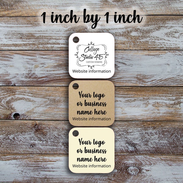 100+  Custom  tags - 1"x 1" with detachable price Customized Small Price Tags Jewelry Hang Tags Labels