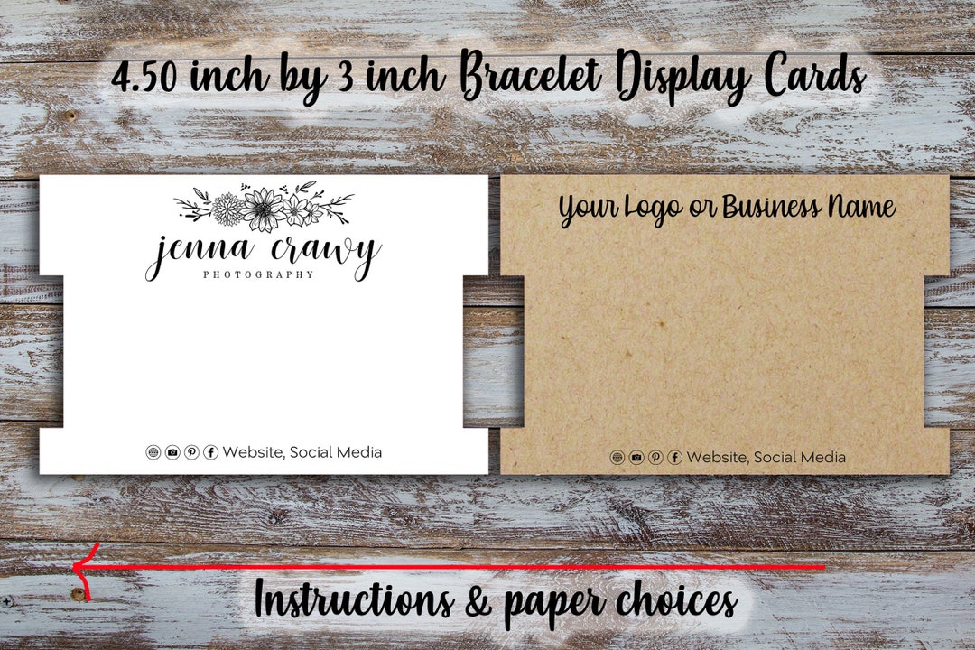 Custom Bracelet Cards 4.50 Inches by 3 Inches, Bracelet Display