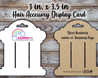 Custom Hair Clip Display Cards: Bow, Barrette, Bobby Pin (3 x 3.5 inches)