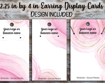 Custom Earring Display Cards 2.25 inches by 4 inches, Design Included, Earring Cards, Jewelry Cards, Custom Label