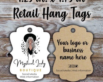 Custom Retail Hang Tags: Logo or Text (1.25in by 1.75 inches)