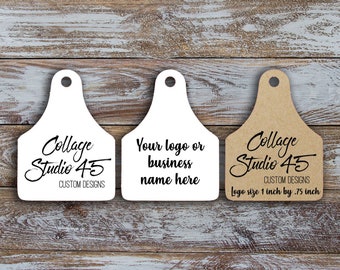 Custom Cow Ear Style tags - 1.70 inch by 1.25 inch, Customized Small Price Tags, Jewelry Hang Tags, Labels, retail pricing