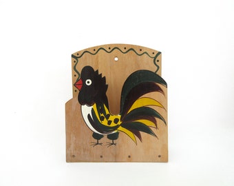 Vintage Wooden Napkin Holder Rooster Woodpecker Woodware Japan Mid Century Kitchen Decor