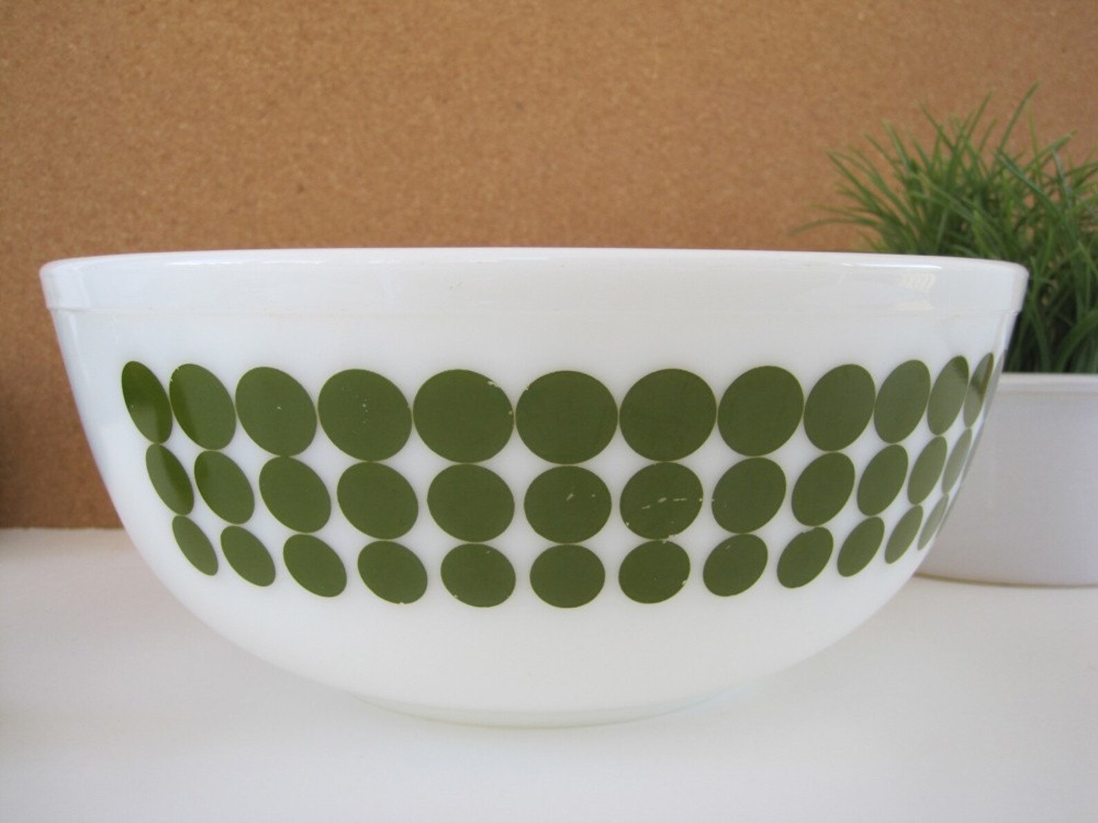 Vintage Pyrex Green Dot Bowl 4 Quart 404 Etsy