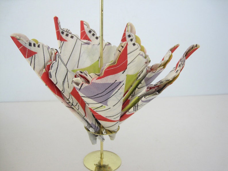 Vintage Napkin Holder Gold Metal Umbrella Parasol Serviette Etsy