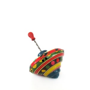 Vintage Spinning Toy Top With Wood Handle, Fern Bisel Peat Pirates Lithograph, Kids Room Decor, Photo Prop