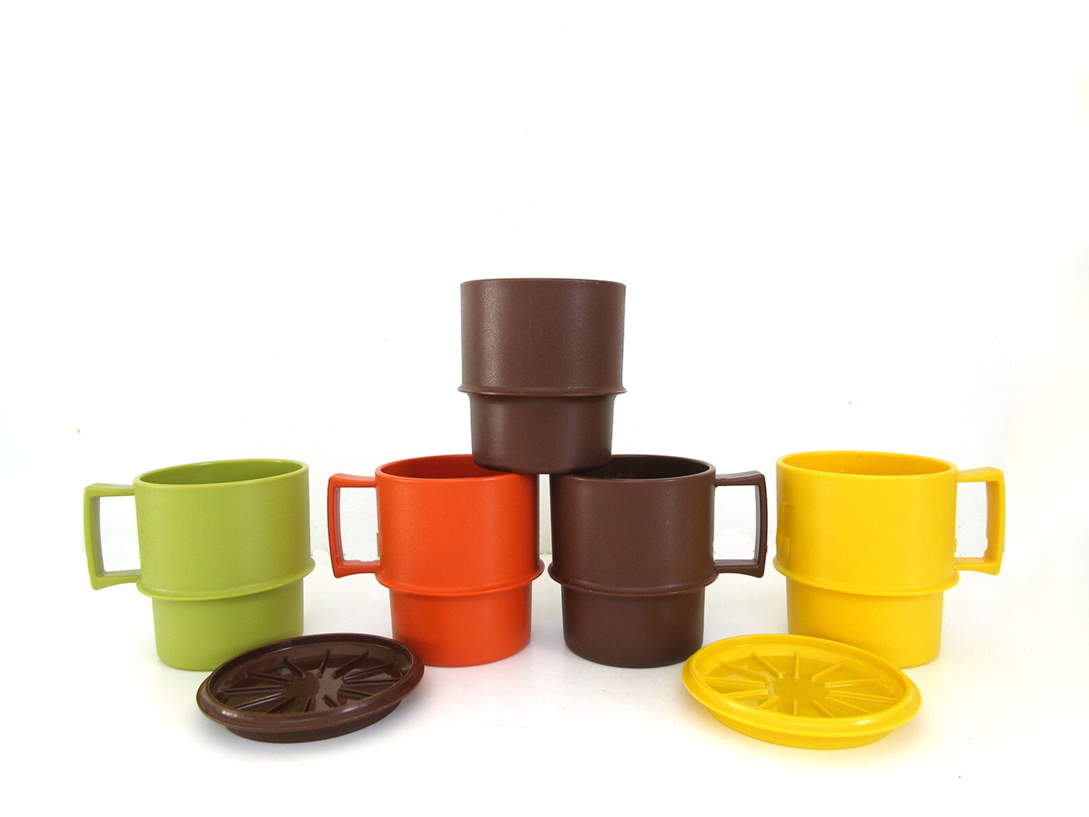 Vintage Tupperware Stackable Mug Set of Two Pink Mauve Camping Etsy