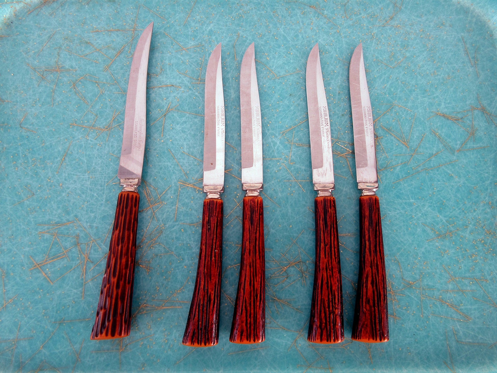 Vintage Faux Antler Fine Serrated Knife Set Mirilium Etsy