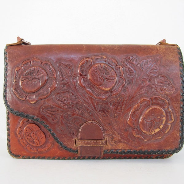 Tooled Leather Handbag Etsy