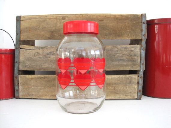 Large Glass Heart Jar Carlton Glass Vintage Valentines Day Etsy