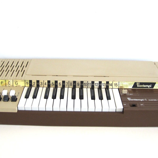 Electric Chord Organ Bontempi 4 Musical Instrument Portable Synthesizer Retro Musician Gift Made in Canada Vintage 1970's Piano