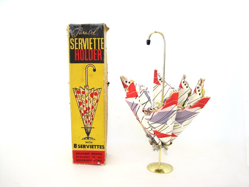 Vintage Napkin Holder Gold Metal Umbrella Parasol Serviette Etsy