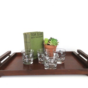 Mid Century Musical Instruments Glass Set, Rocks Old Fashioned Drinkware, Libbey Barware