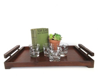 Mid Century Musical Instruments Glass Set, Rocks Old Fashioned Drinkware, Libbey Barware