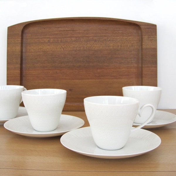 Vintage White Coffee Cup Teacup Set Romance Romanze Rosenthal Germany Scandinavian Danish Modern Style Minimalist