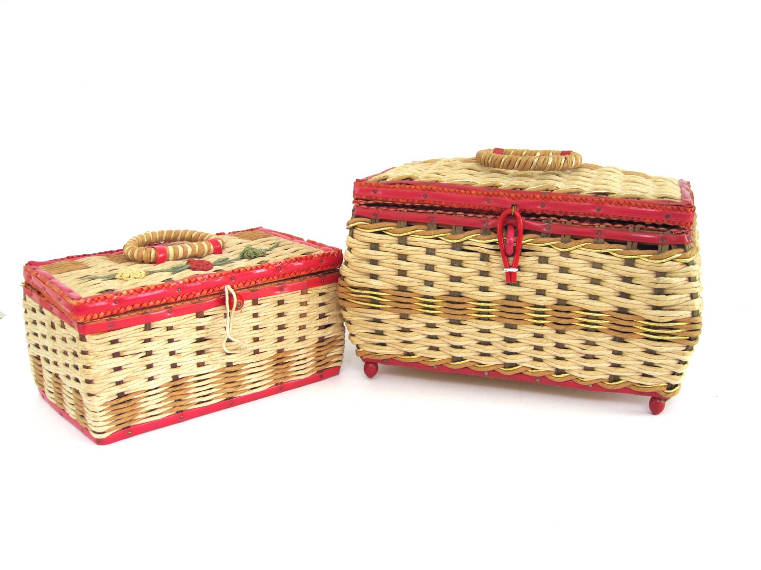 Vintage Azar Sewing Basket Woven Plastic Tray Divider Embroidery Floss  Organizer