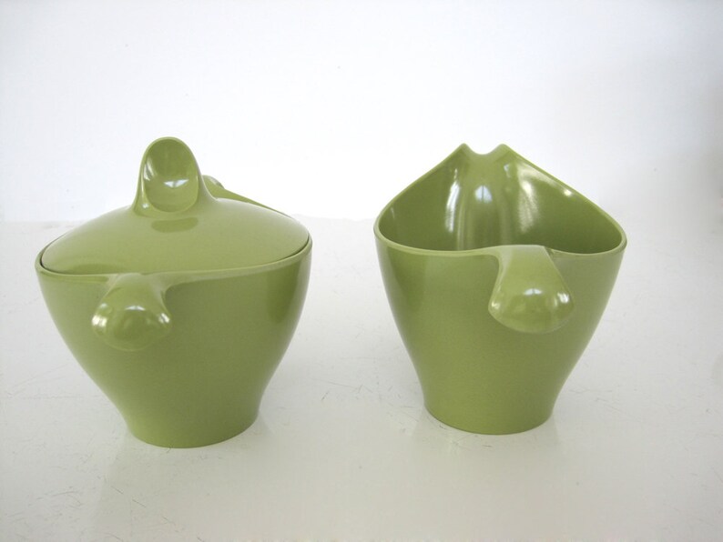 Vintage Creamer and Sugar Bowl Set Avocado Green Plastic Etsy
