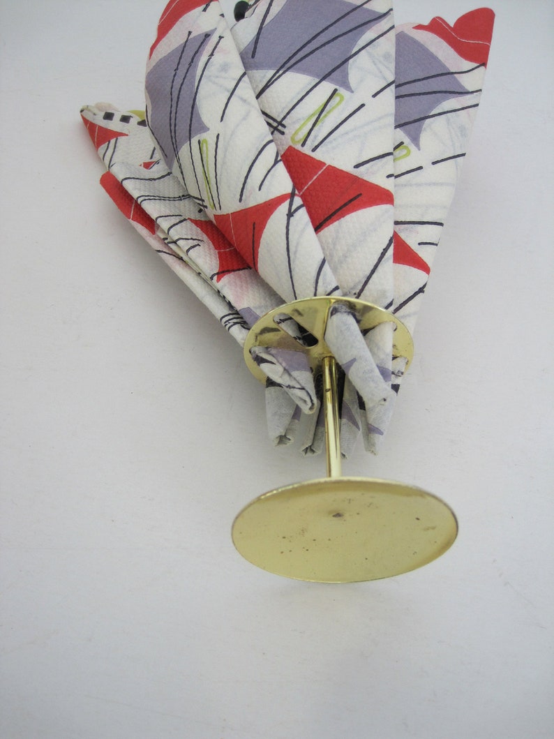 Vintage Napkin Holder Gold Metal Umbrella Parasol Serviette Etsy